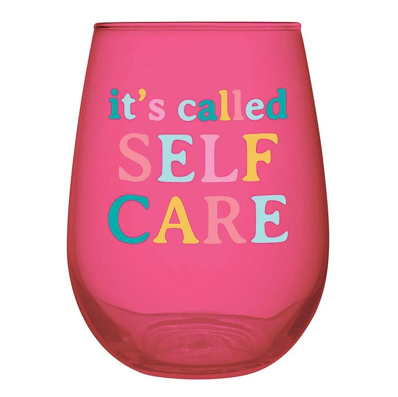 It's Called Self Care - 20oz Stemless Wine Glass - Hot Pink Wine Glass