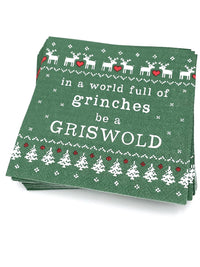 Funny Christmas Cocktail Napkins | In A World Full of Grinches, Be a Griswold - 20ct