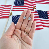 Star Studs - Silver Glitter // 4th of July Earrings