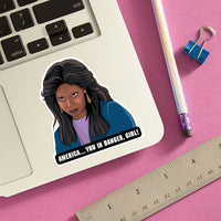 America, You in Danger Girl Die Cut Sticker