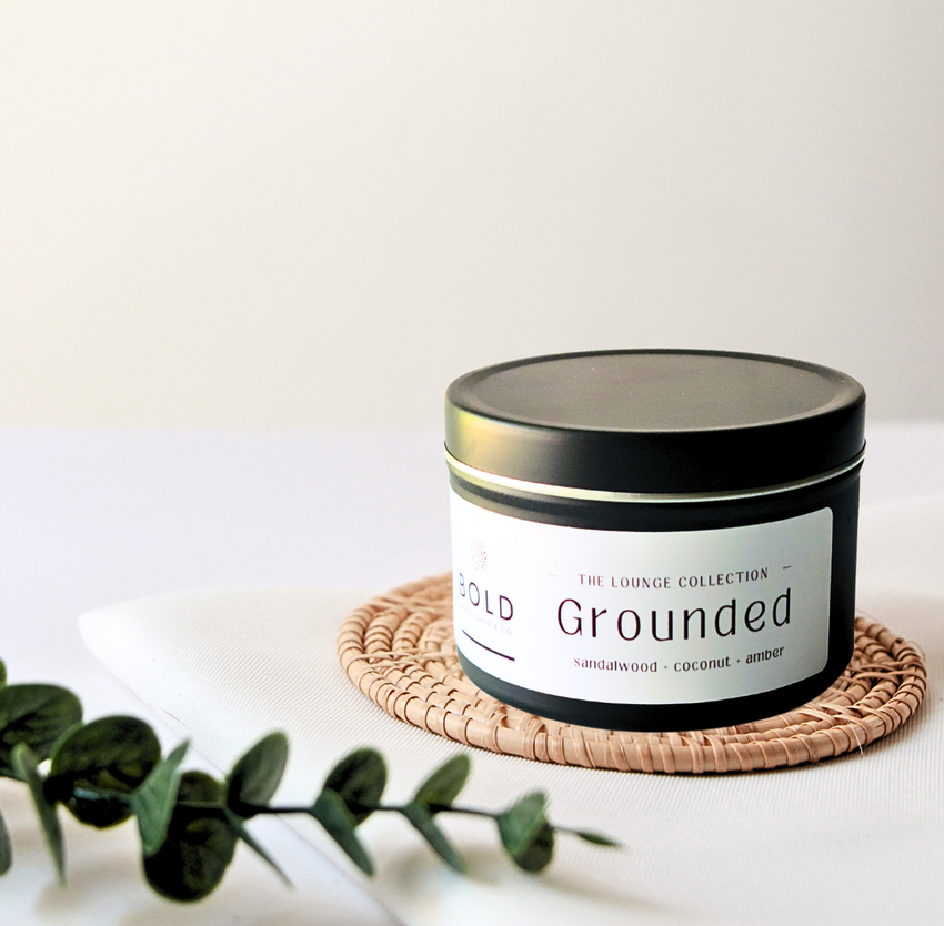 Grounded- Sandalwood + Coconut - 6 oz. Black Soy Candle