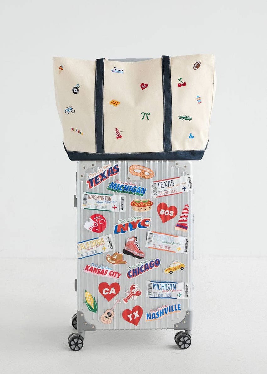 Michigan Gifts | Michigan Icons Embroidered Large Tote