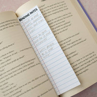 Reading Notes Bookmark Notepad | Bookish Stationery