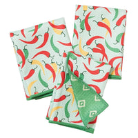 Mighty Mini Towel (Set of 3) Reversible -  Chili Peppers