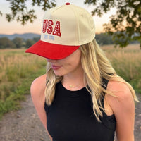 Gingham Check USA EST 1776 Letter Two Tone Trucker Hat