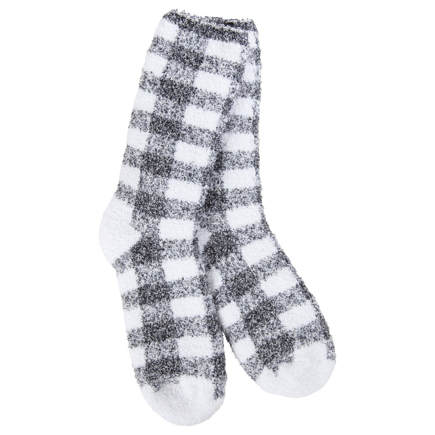 World's Softest Socks | Black + White Plaid Fireside Cozy Socks