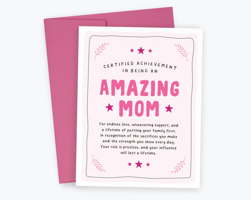 Amazing Mom Mother's Day Card, Amazing Mom, Award, Certificate Card