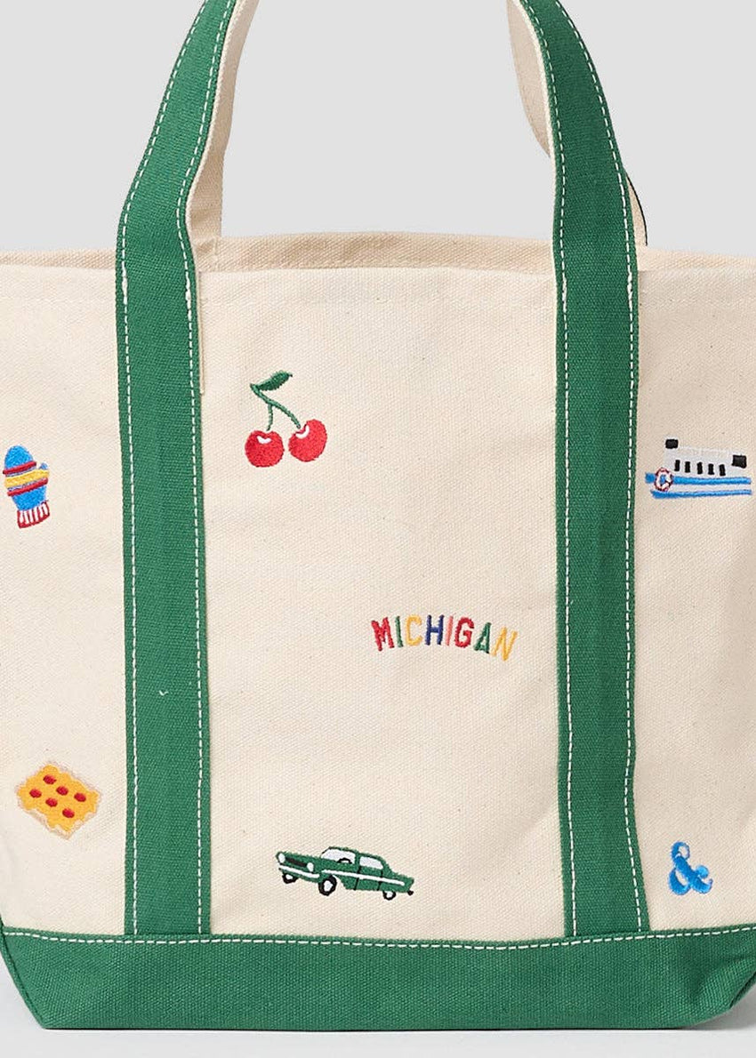 Michigan Gifts | Michigan Icons Small Embroidered Tote