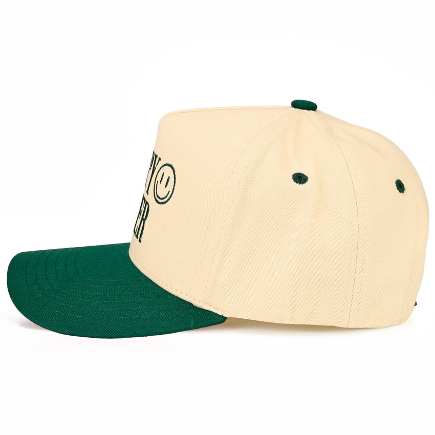 HAPPY CAMPER Letter Embroidered on Two Tone Trucker Hat