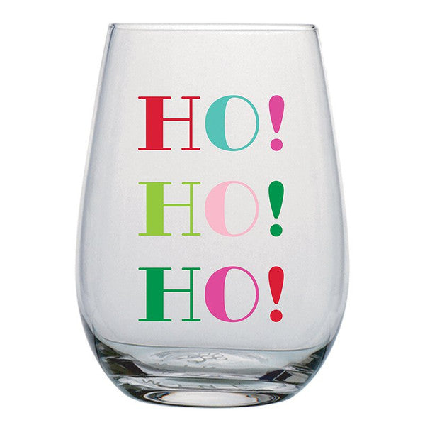 Stemless Wine Glass - Ho Ho Ho Colorful - 20oz