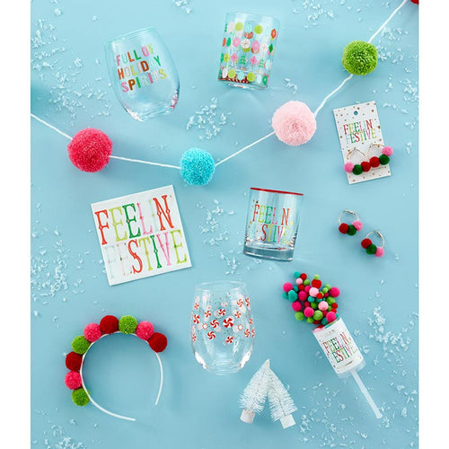 Holiday Rocks Glass - Colorful Ornaments - 12 oz