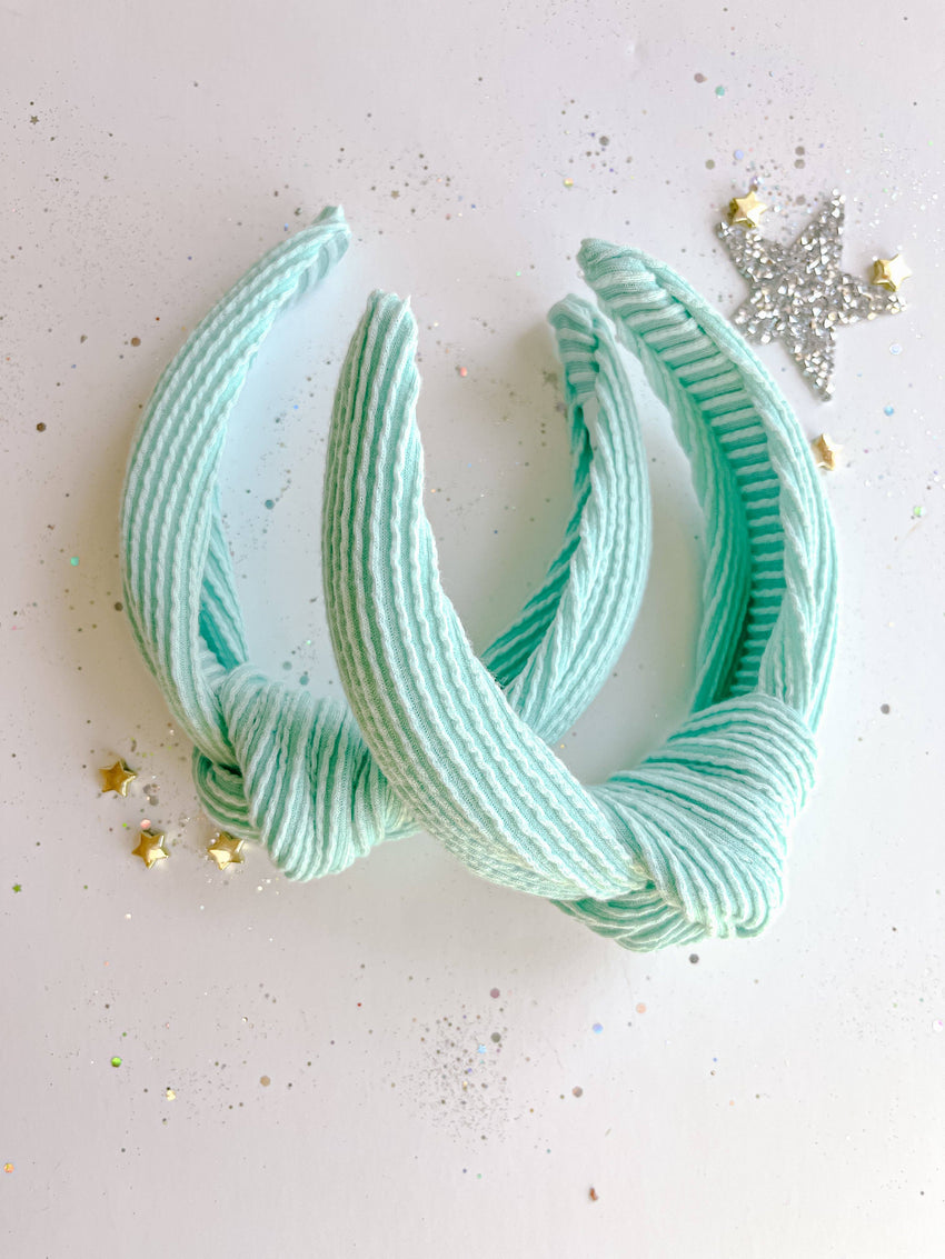 Teal Ribbed Knotted Headband
