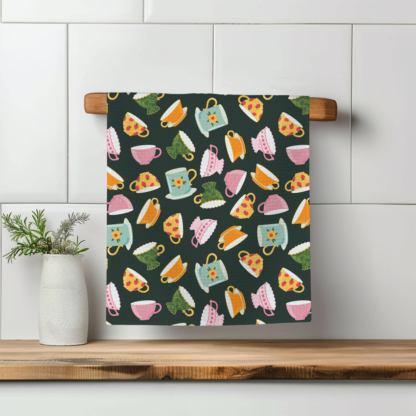 Tea Cup Room Shop Coffee Teacup Waffle Kitchen Towel Dish