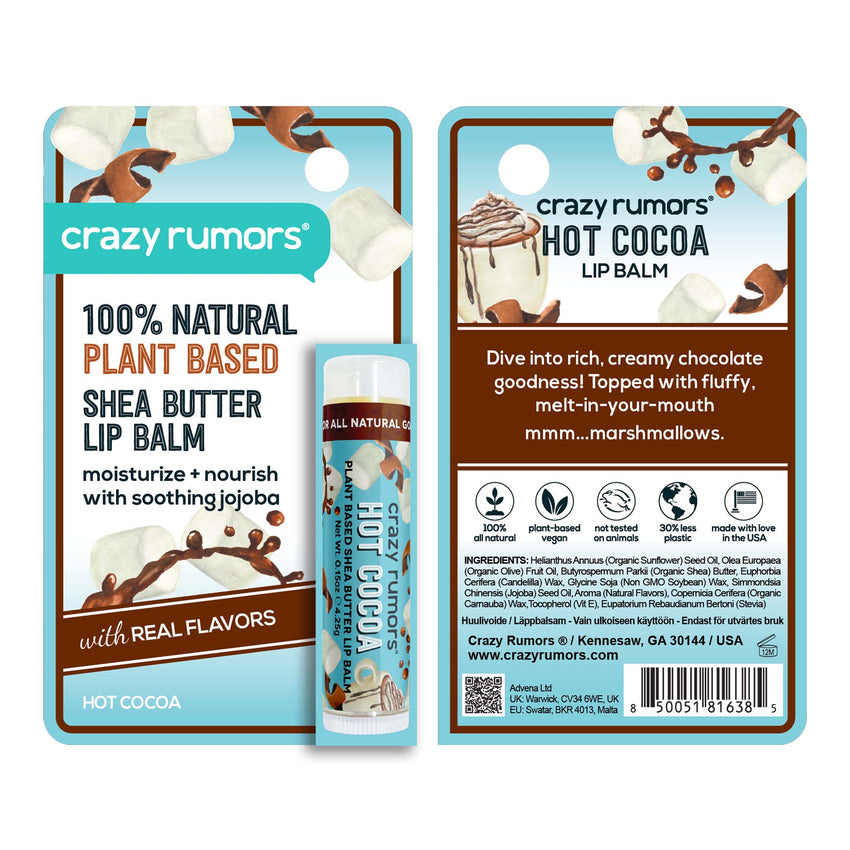 All Natural, Vegan Hot Cocoa Lip Balm Hang Card