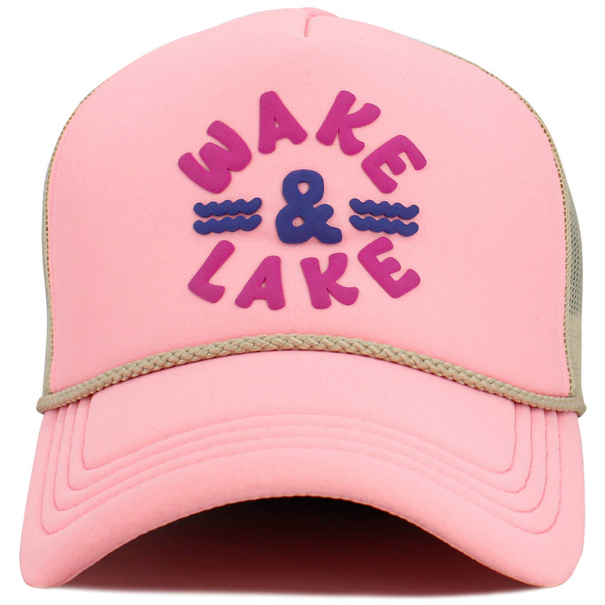 WAKE and LAKE Letter Foam Trucker Hat Mesh Cap