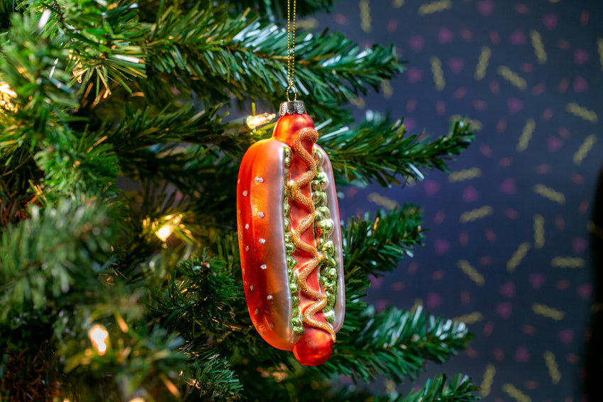 Party Rock | Hot Dog Glass Ornament