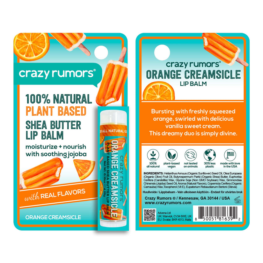 All Natural, Vegan Orange Creamsicle Lip Balm Hangcard
