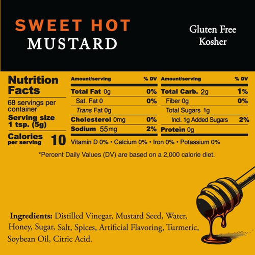 Sweet Hot Mustard with Honey 6/12 oz squeeze