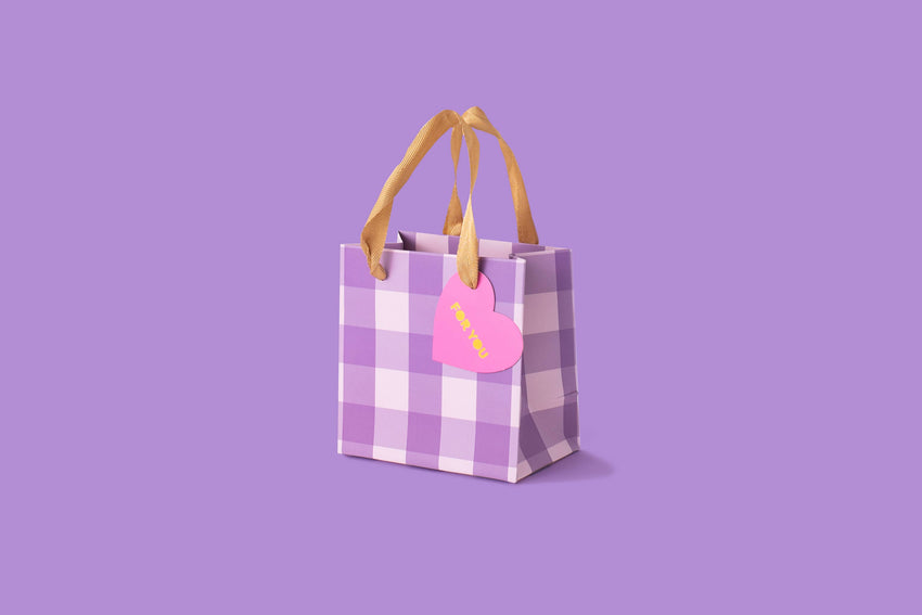 Gift Bags - Purple Gingham - Medium