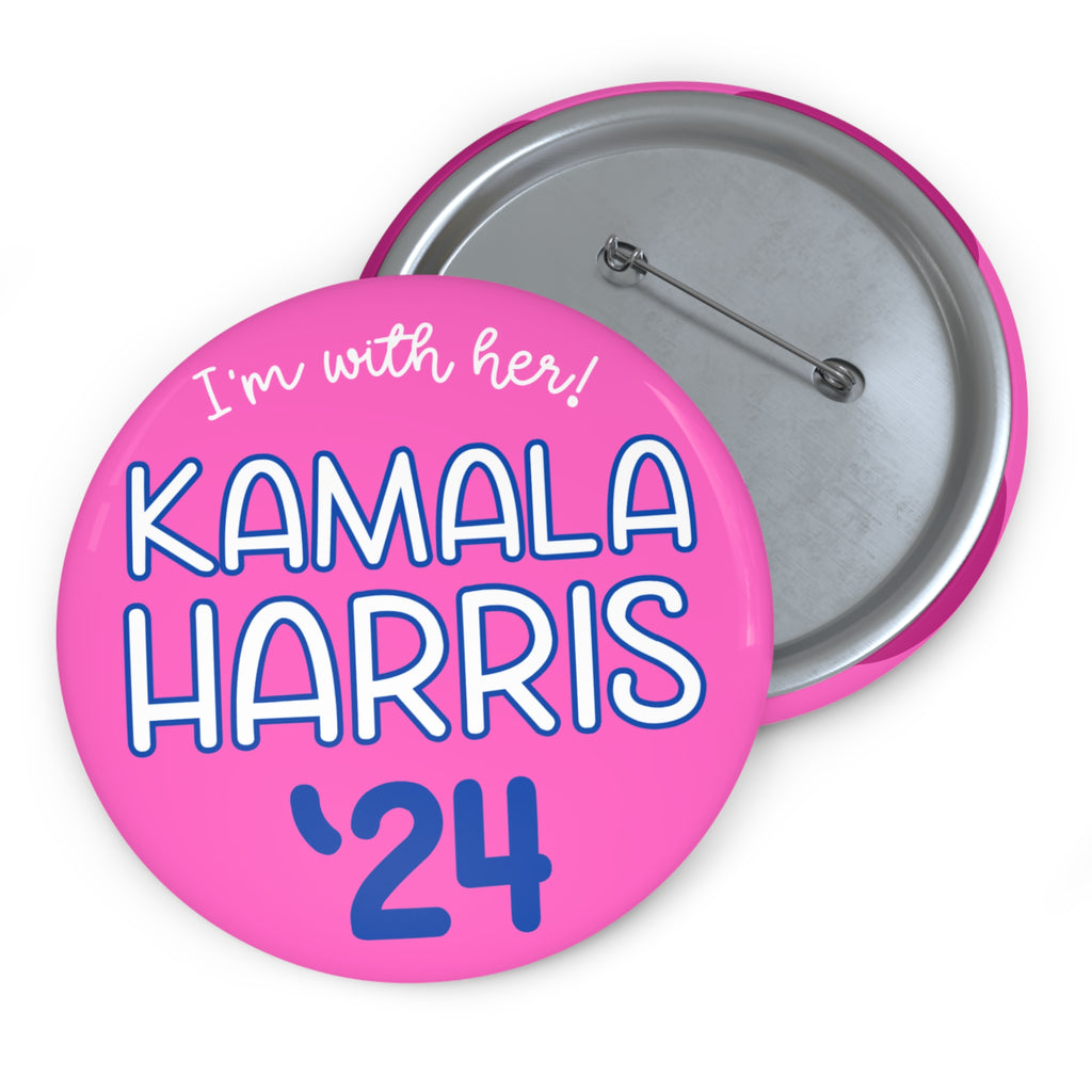 Kamala Harris '24 - Large Button - I'm with Her Button Pink Blue