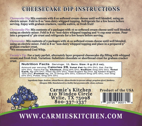 Wild Blueberry Cheesecake Dip Mix