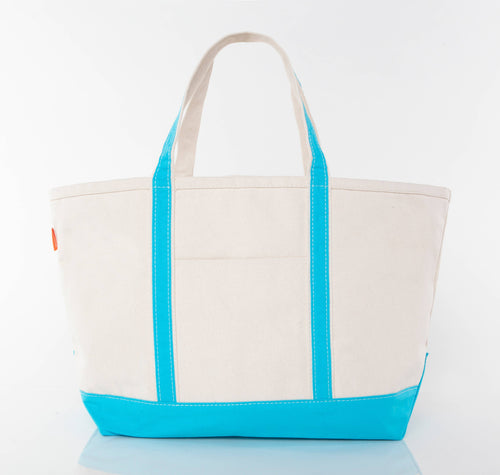 Large Classic Beach Tote - Blue Accents