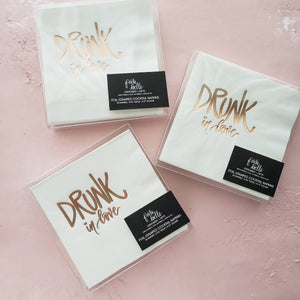 Bachelorette Party Napkins - Drunk in Love Rose Gold foil