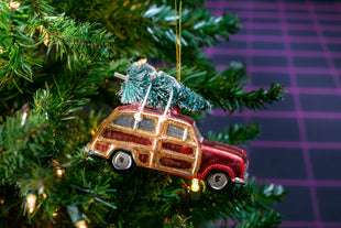 Party Rock | Vintage Car with Christmas Tree Glass Ornament