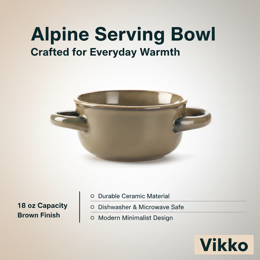 Vikko - Alpine, Serving Bowl with Handles, Brown, 15 oz