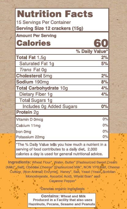 Potter's Crackers Organic Wisconsin Cheddar Oyster Crackers