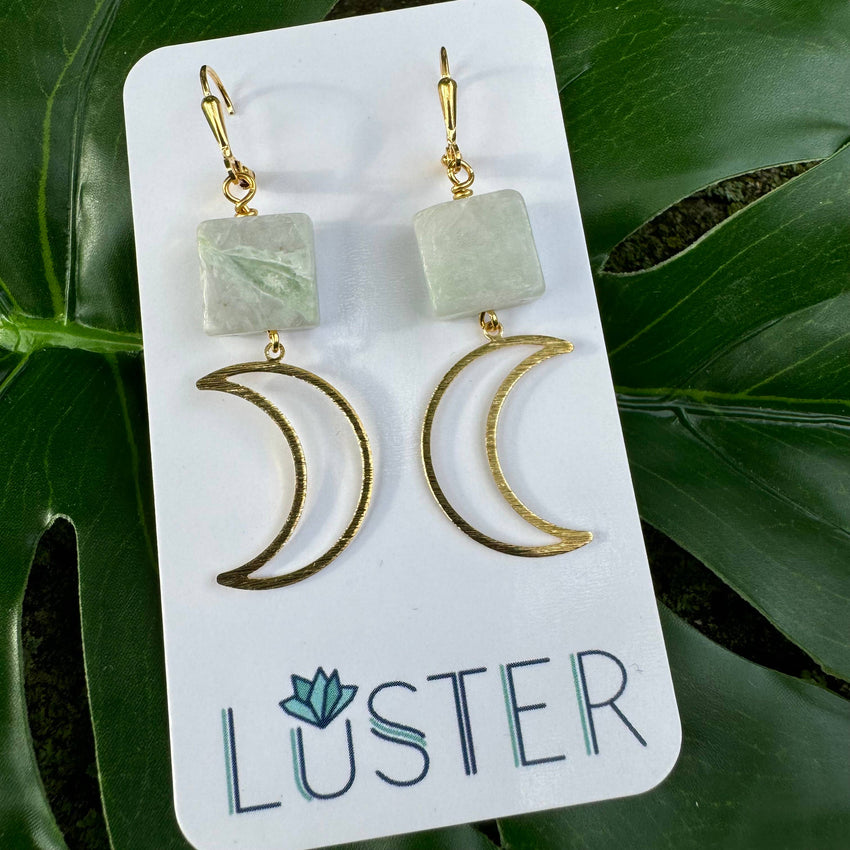 Brass + Stone Earrings | Lightweight Unique Earrings