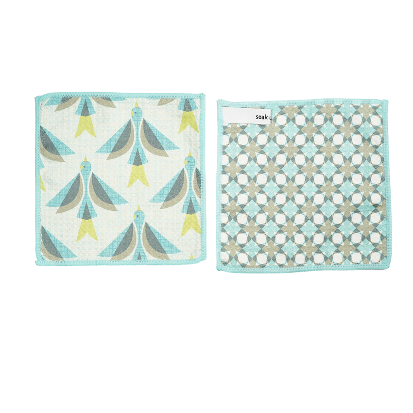 Attach and Go Apron - Sparrow Blue and Green Pattern