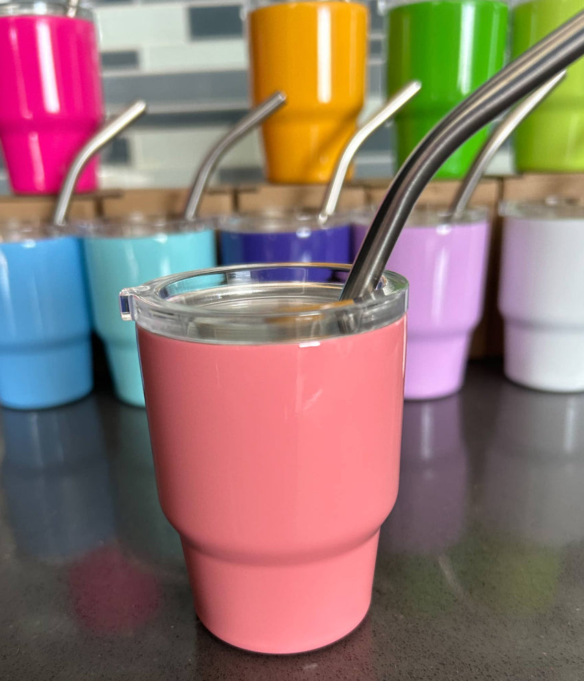 Tumbler Shot Glass with Metal Straw and Lid