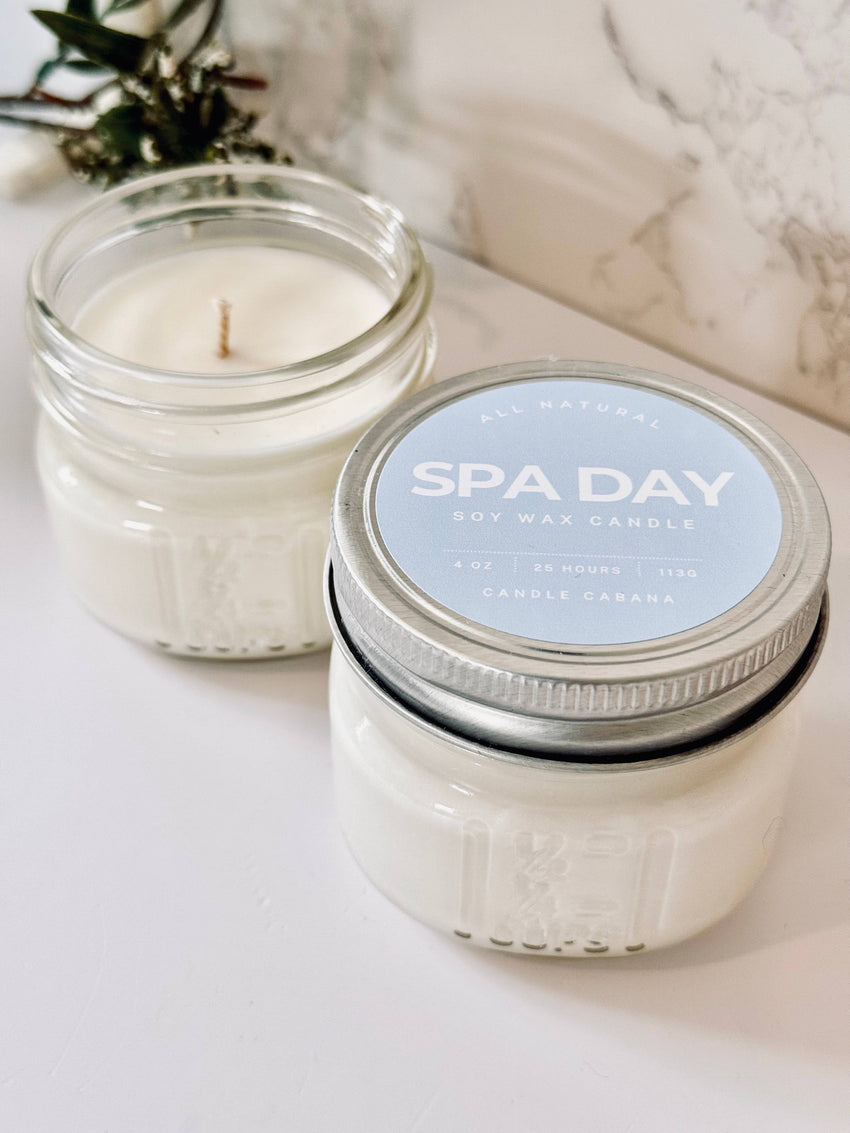 Spa Day 4 oz Mason Jar - 100% Natural Soy Candle
