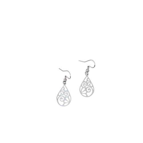 Stainless Steel Scroll Teardrop Earrings