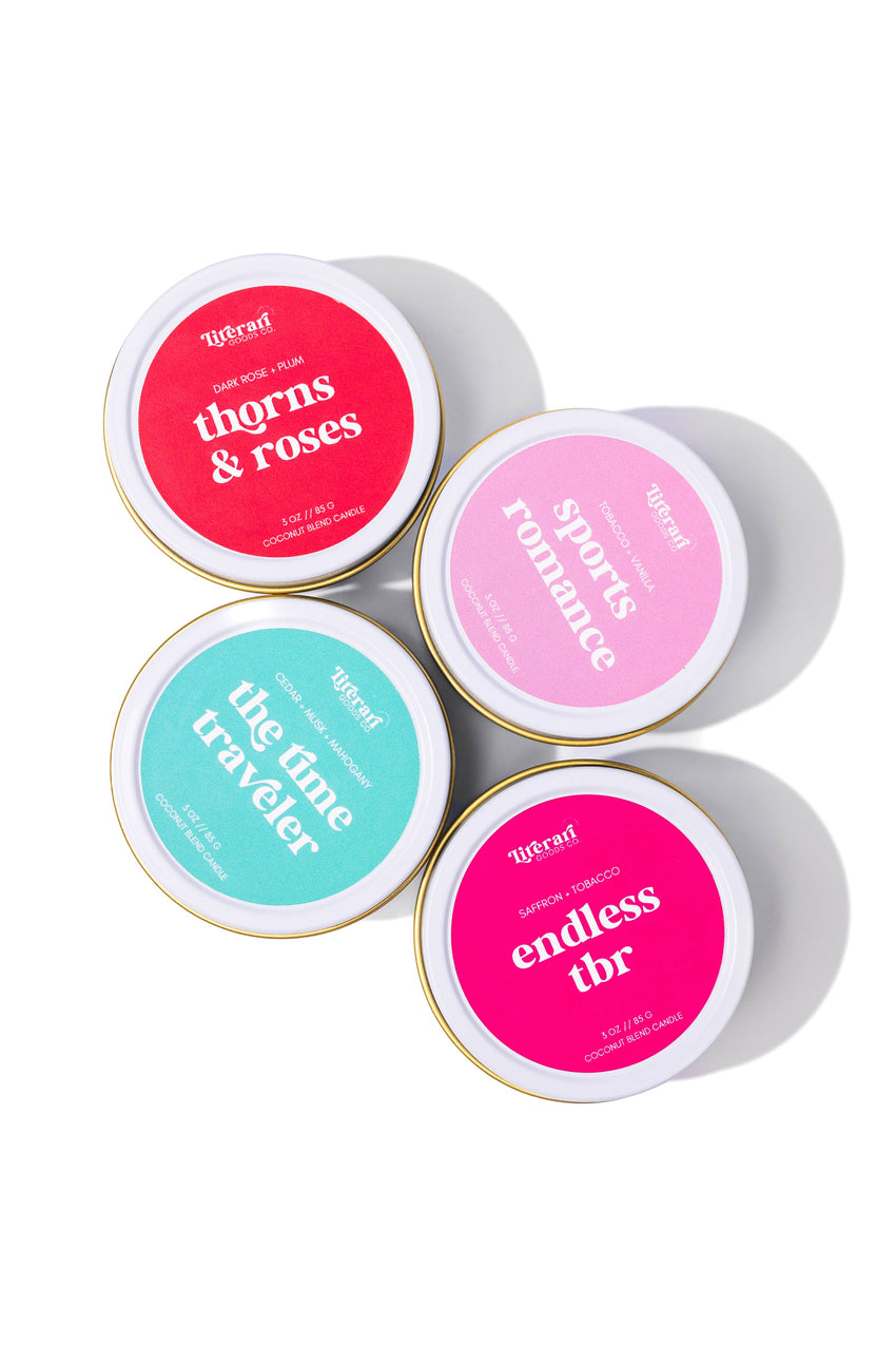 Pink Bookish Travel Candle - Bookstore Gift Stocking Stuffer