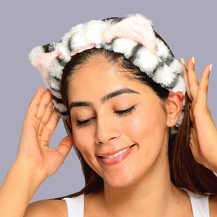 Meow Time Plush Spa Headband, for makeup, & cleansing