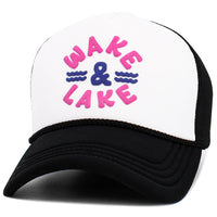 WAKE and LAKE Letter Foam Trucker Hat Mesh Cap