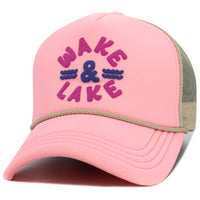 WAKE and LAKE Letter Foam Trucker Hat Mesh Cap