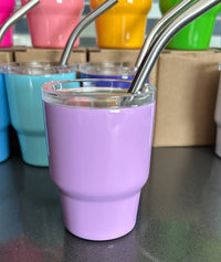 Tumbler Shot Glass with Metal Straw and Lid