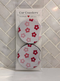 Car Coasters | Flowers and Checkers Car Coasters