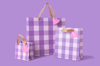 Gift Bags - Purple Gingham - Medium