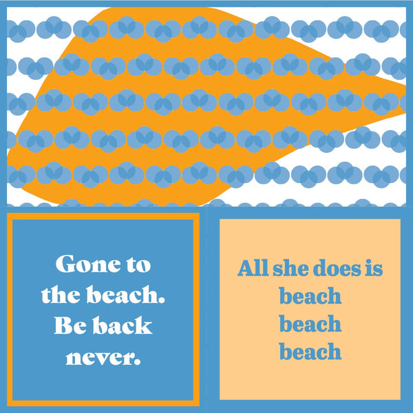 Cocktail Napkin:  All She Does is Beach - Gone to the Beach. Be Back Never