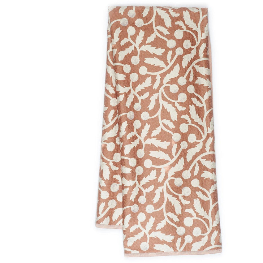 Anywhere Towel Reversible - Cream and Tan Floral Design - Jen Owens Pauline