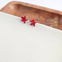 Star Studs - Red Glitter // Earrings