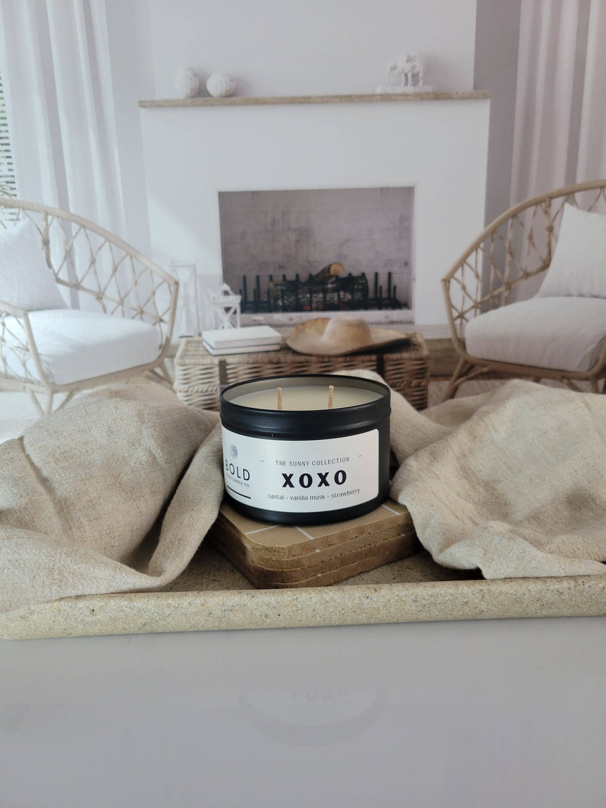 XOXO- Black Santal + Musk + Strawberries- 6 oz. Soy Candle