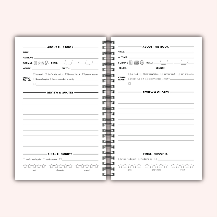 Reading Heart Reading Log Journal | Book Review Tracker