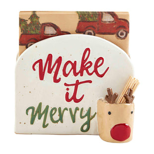 Make It Merry Christmas Napkin & Toothpick Holder