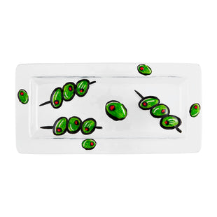 Olive Glass Cocktail Tray