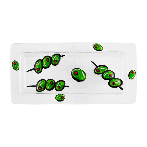 Olive Glass Cocktail and Entertaining Tray
